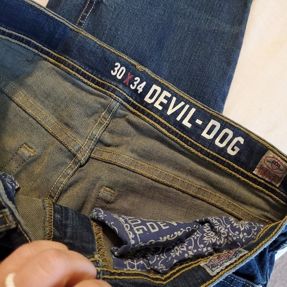 Devil-Dog Jeans Slim-Straight Fit Dark wash sz:30x34 - Picture 8 of 8